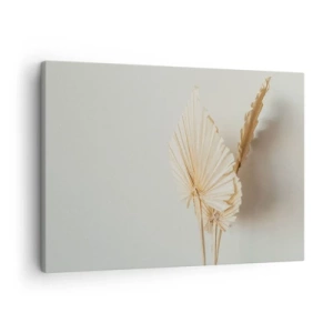 Impression sur toile - Image sur toile - Feuilles de palmier séchées dans un arrangement minimaliste - 70x50cm - Quand tu dois t’apaiser - Décoration murale moderne pour le salon et la chambre ARTTOR