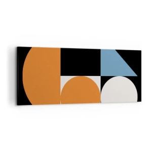 Impression sur toile - Image sur toile - Motif géométrique avec des formes colorées sur fond noir - 120x50cm - Rangement de figures - Décoration murale moderne pour le salon et la chambre ARTTOR