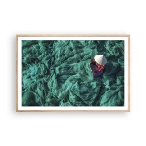 Affiche dans un chêne clair - Poster - Dans une mer de filet - 91x61 cm