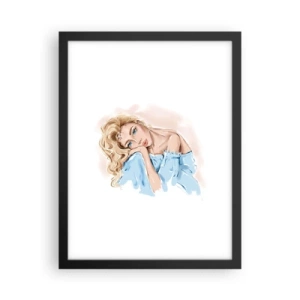 Affiche dans un cadre noir - Poster - Rêveuse en bleu - 30x40 cm