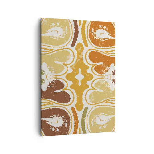 Impression sur toile - Image sur toile - Motifs abstraits chaleureux dans les tons jaunes et bruns - 50x70cm - Abstraction sentimentale - Décoration murale moderne pour le salon et la chambre ARTTOR