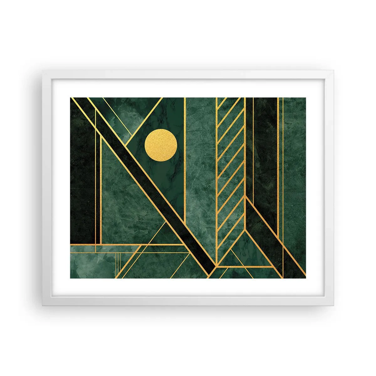 Affiche dans un cadre blanc - Poster - Dynamique or et azur - 50x40 cm