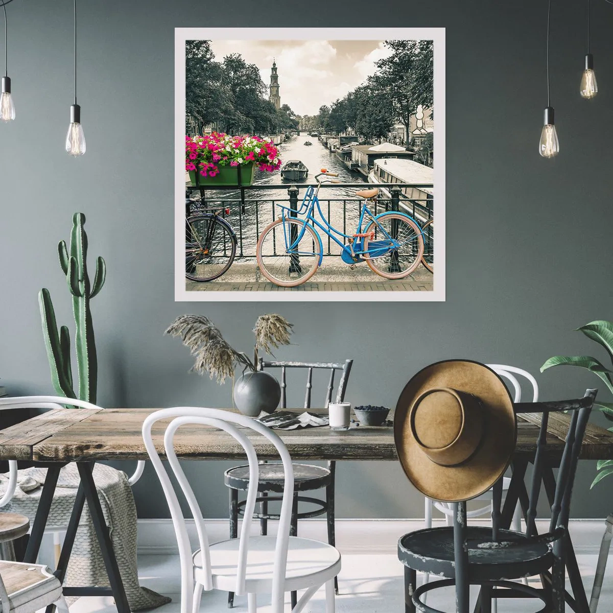 Affiche - Poster - Couleurs de rue d'Amsterdam - 50x50 cm