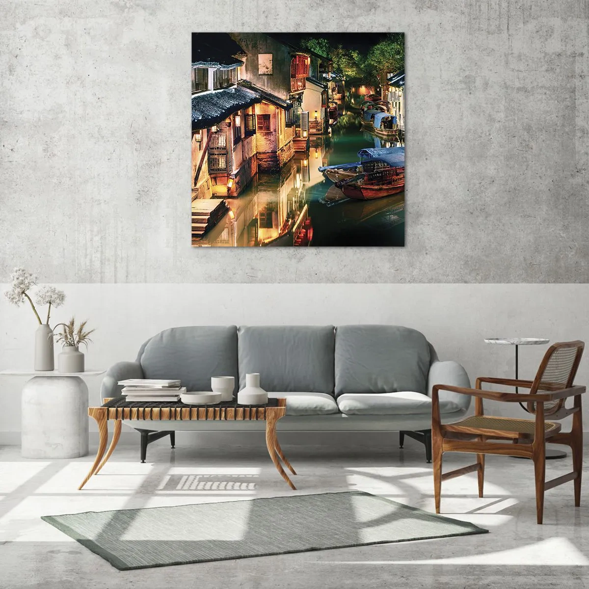 Impression sur verre - Image sur verre - Soirée dans une rue chinoise - 50x50 cm