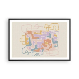 Affiche dans un cadre noir - Poster - Labyrinthe – une aventure joyeuse - 91x61 cm