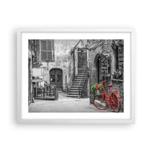 Affiche dans un cadre blanc - Poster - Ruelle toscane - 50x40 cm