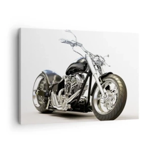 Impression sur toile - Image sur toile - Moto noire élégante sur fond blanc - 70x50cm - Force de caractère - Décoration murale moderne pour le salon et la chambre ARTTOR