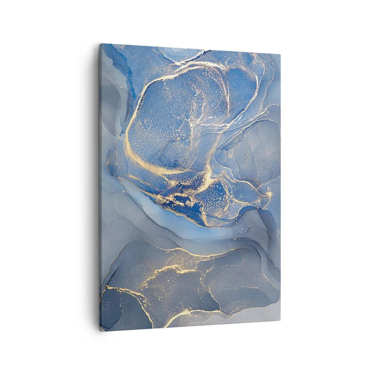 Impression sur toile - Image sur toile - Motifs bleus abstraits avec des accents dorés - 50x70cm - Poussière d'or - Décoration murale moderne pour le salon et la chambre ARTTOR