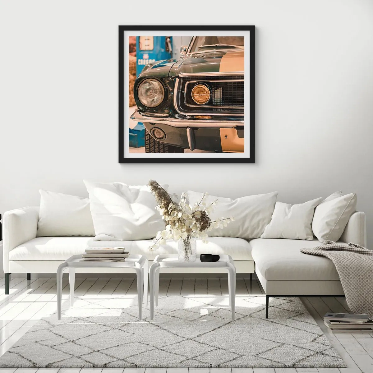 Affiche dans un cadre noir - Poster - Rencontre avec une légende - 50x50 cm