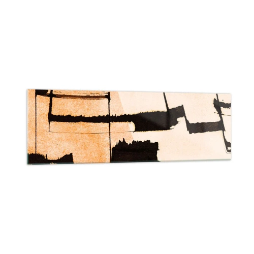 Impression sur verre - Image sur verre - Motifs géométriques dans les tons marron et beige - 160x50cm - De l’ordre malgré tout - Décoration murale moderne pour le salon et la chambre ARTTOR