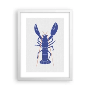 Affiche dans un cadre blanc - Poster - Homard exquis en bleu marine - 30x40 cm