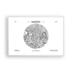 Affiche dans un cadre blanc - Poster - Anatomie de Madrid - 100x70 cm