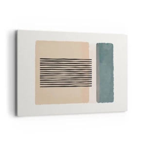 Impression sur toile - Image sur toile - Formes géométriques minimalistes dans des tons beiges et verts - 120x80cm - Tout est en ordre - Décoration murale moderne pour le salon et la chambre ARTTOR