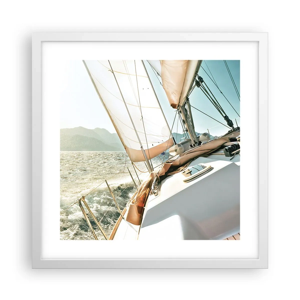 Affiche dans un cadre blanc - Poster - Toutes voiles dehors - 40x40 cm