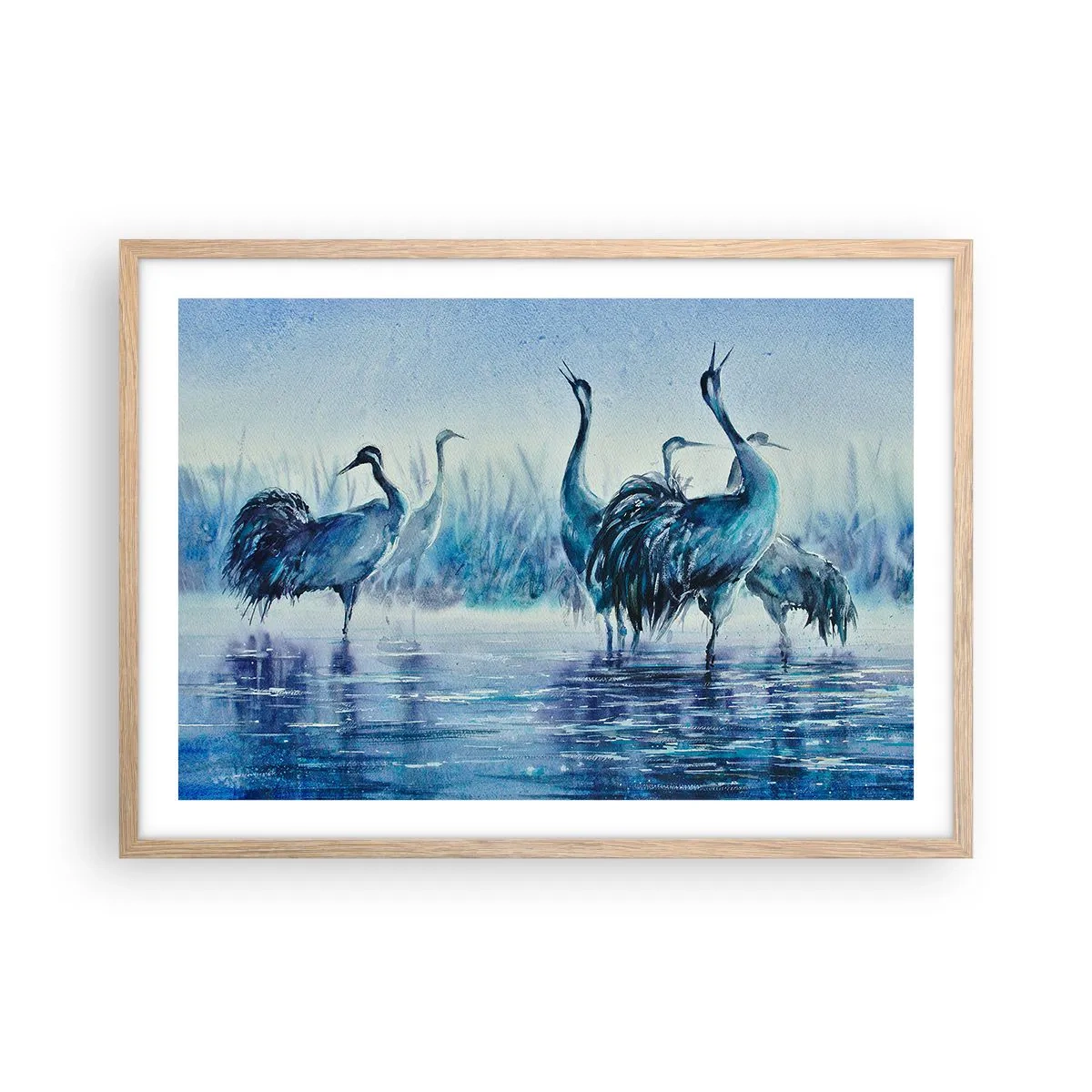 Affiche dans un chêne clair - Poster - Réunion matinale - 70x50 cm