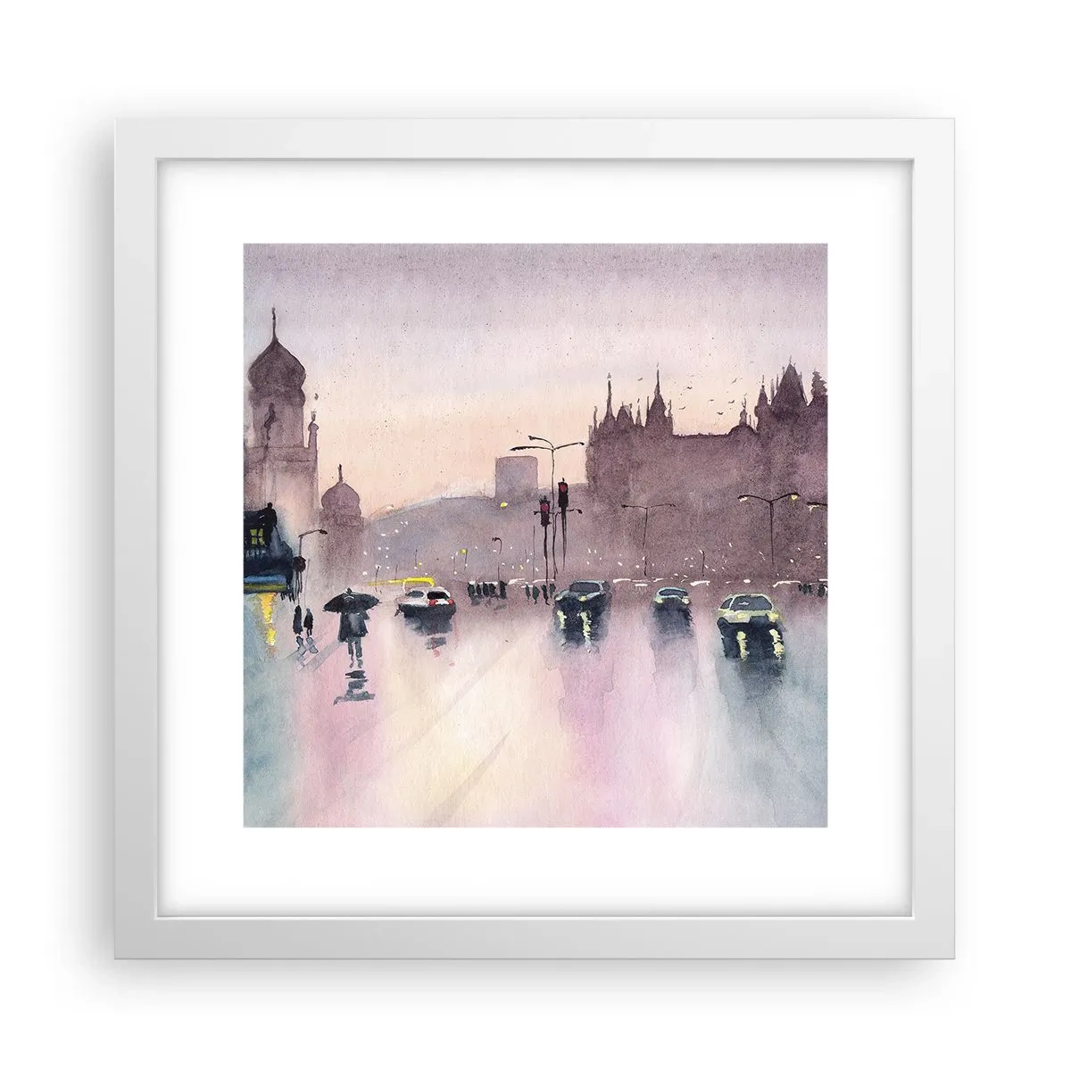 Affiche dans un cadre blanc - Poster - Dans une brume pluvieuse - 30x30 cm