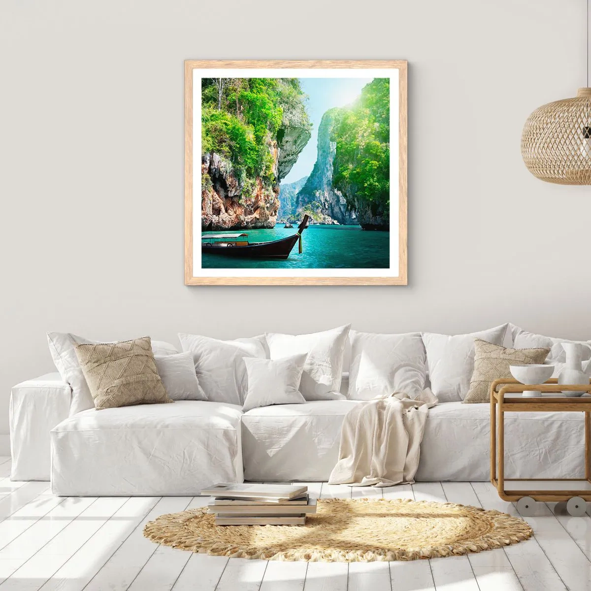 Affiche dans un chêne clair - Poster - Une invitation à un voyage exotique - 60x60 cm