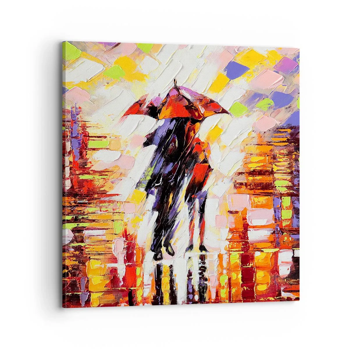 Impression sur toile - Image sur toile - Ensemble à travers la nuit et la pluie - 70x70 cm