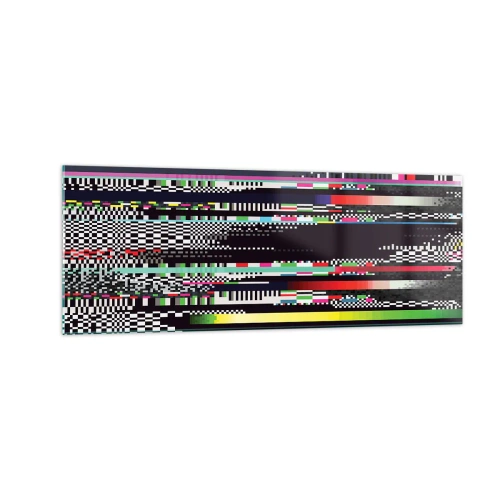 Impression sur verre - Image sur verre - Lignes et pixels colorés dans un style abstrait - 140x50cm - L'image de contrôle de la réalité - Décoration murale moderne pour le salon et la chambre ARTTOR