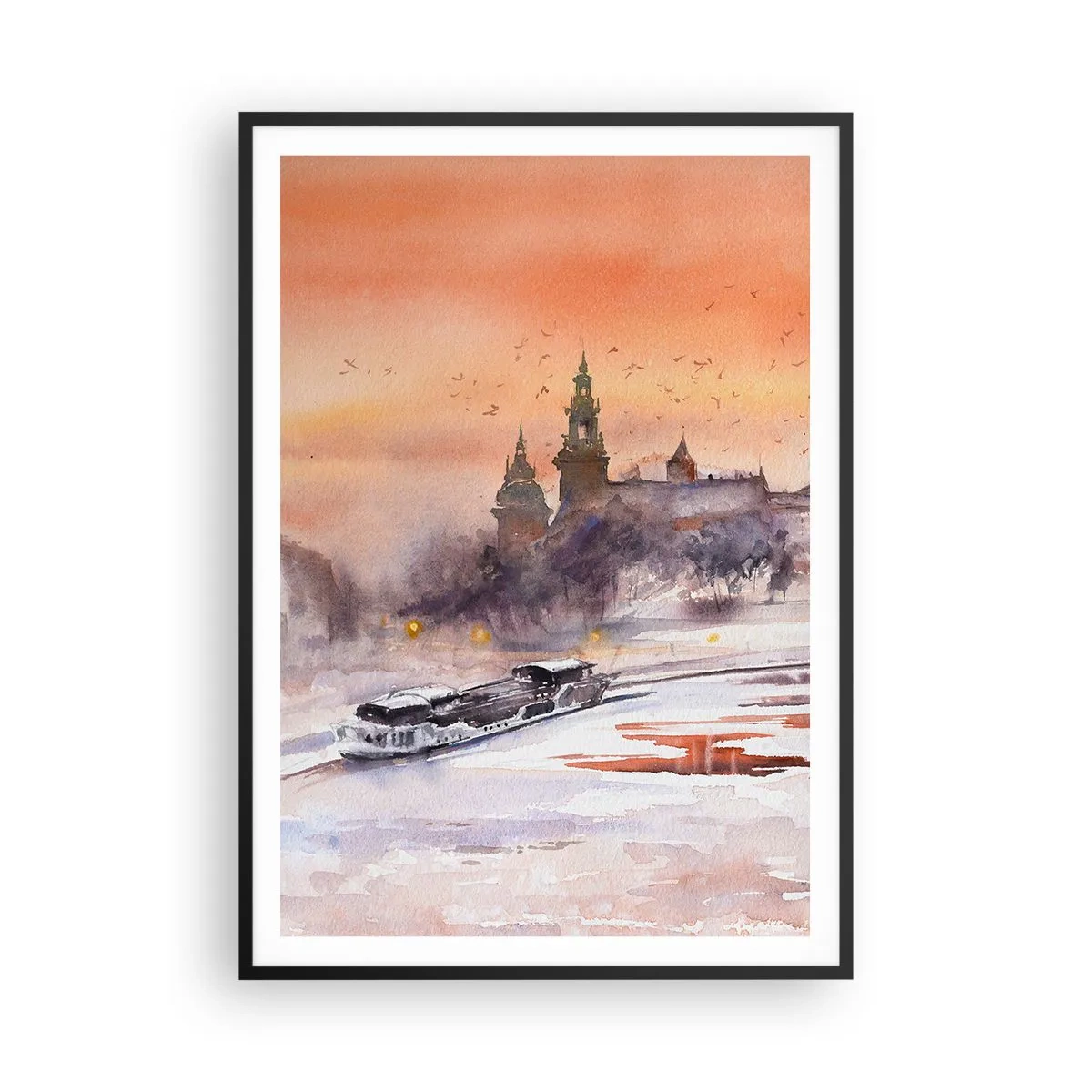 Affiche dans un cadre noir - Poster - Coucher de soleil royal - 70x100 cm