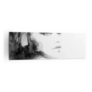 Impression sur toile - Image sur toile - Un portrait subtil d'une femme dans des tons de noir et blanc - 160x50cm - Fait de mystère et de brouillard - Décoration murale moderne pour le salon et la chambre ARTTOR
