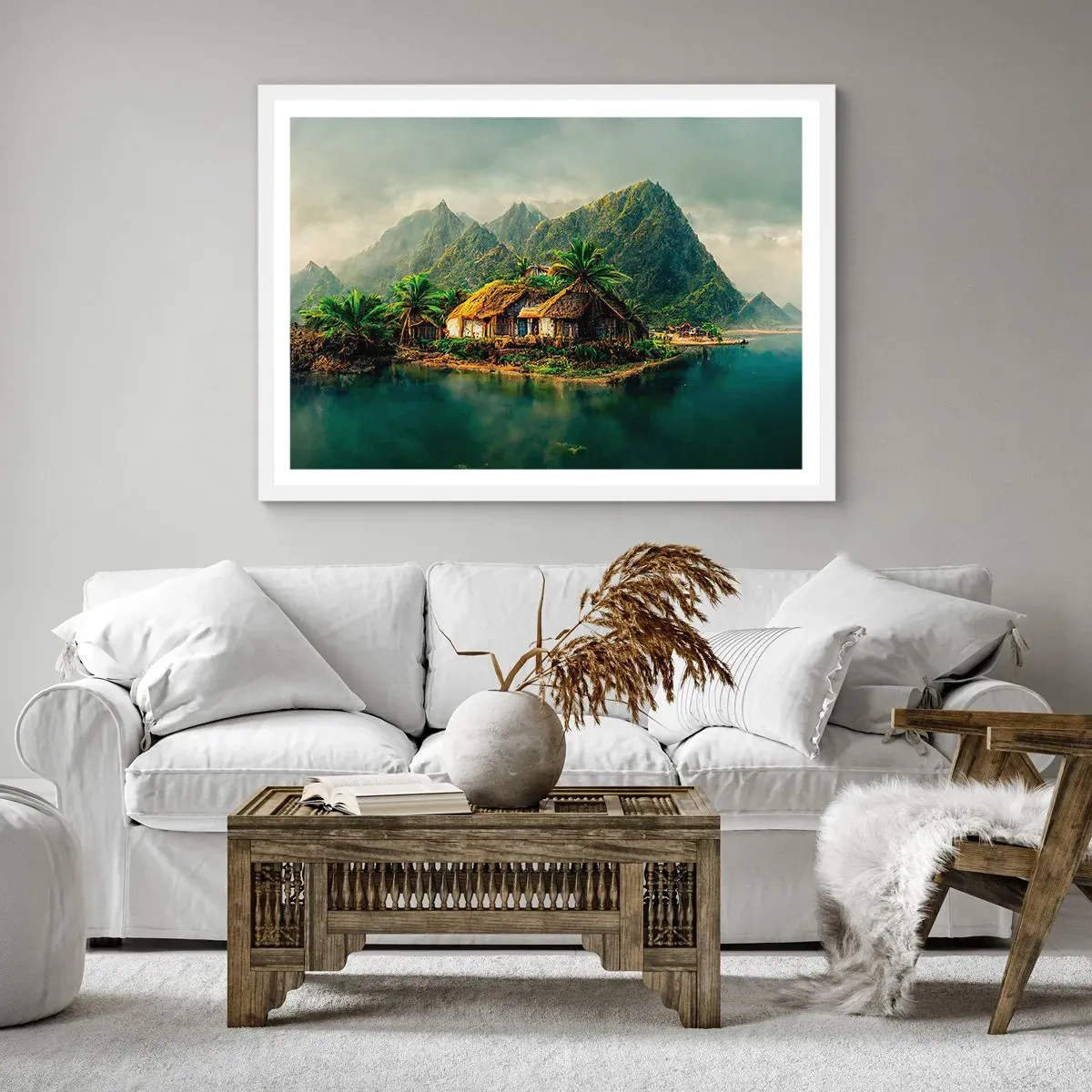 Affiche dans un cadre blanc - Poster - Paradis tropical - 50x40 cm