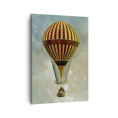 Impression sur toile - Image sur toile - Une montgolfière flottant parmi les nuages - 50x70cm - Vols pionniers - Décoration murale moderne pour le salon et la chambre ARTTOR