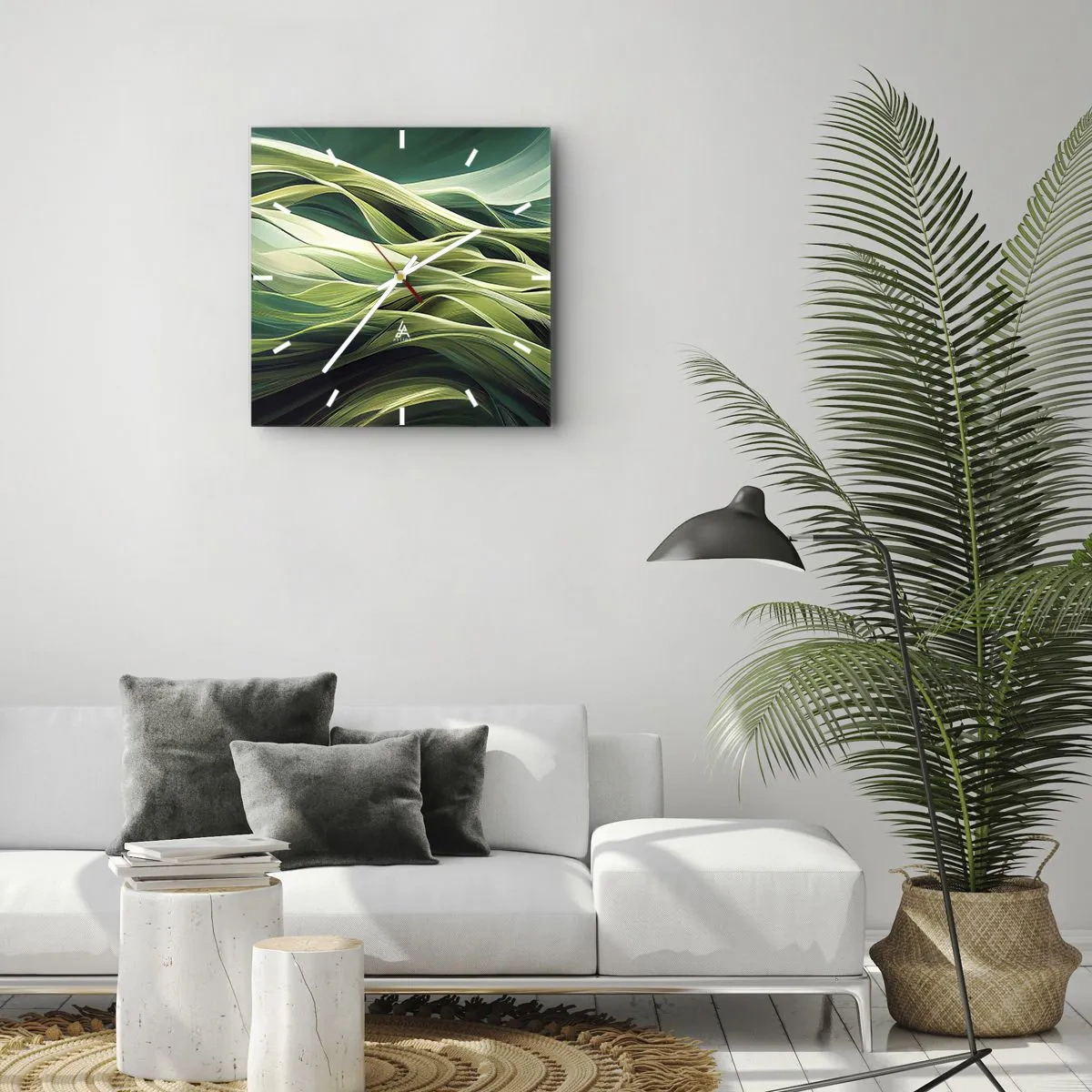 Horloge murale - Pendule murale - Jeu de vert abstrait - 40x40 cm
