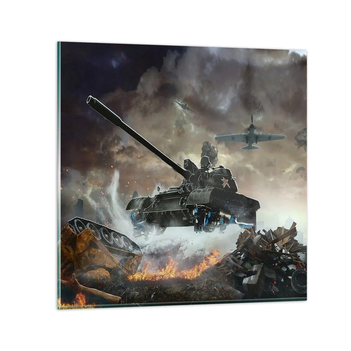 Impression sur verre - Image sur verre - La bataille est terrible et belle - 40x40 cm