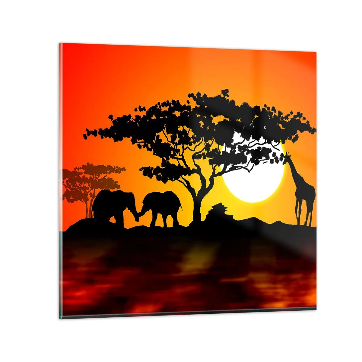Impression sur verre - Image sur verre - Rencontre dans la savane - 40x40 cm
