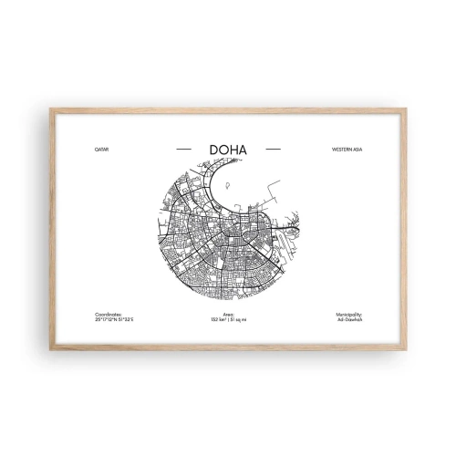 Affiche dans un chêne clair - Poster - Anatomie de Doha - 91x61 cm