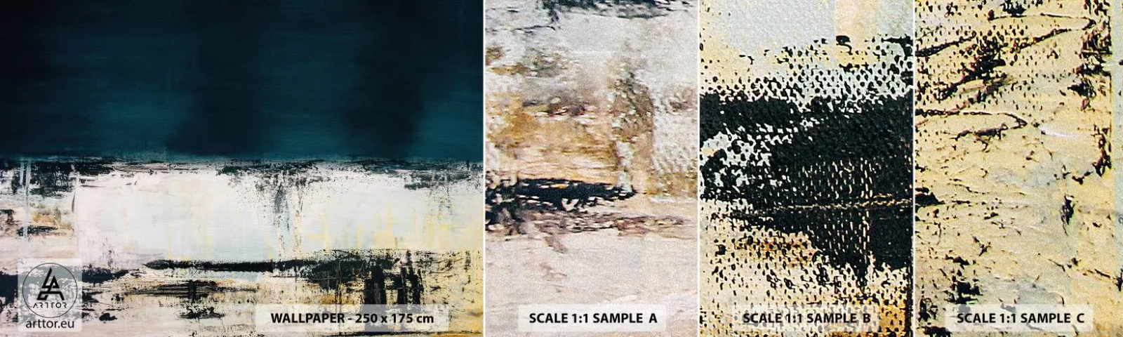 Échantillon de Papier Peint Autocollant Deluxe Sticker - Composition horizontale - Abstraction, Morceau, Peinture - 100x30 cm