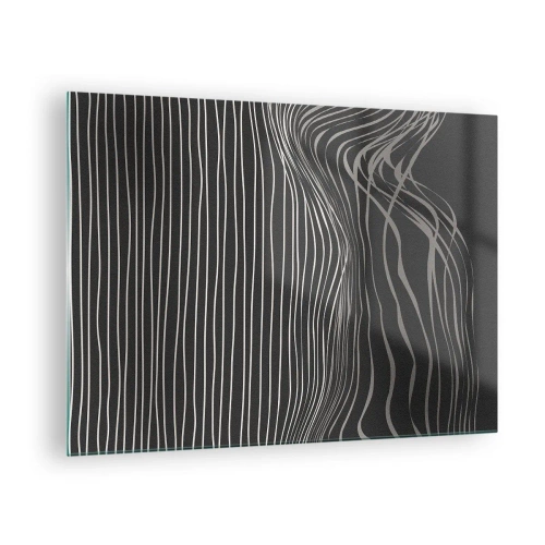 Impression sur verre - Image sur verre - Lignes délicates dans un arrangement abstrait sur un fond sombre - 70x50cm - Rythme et accent - Décoration murale moderne pour le salon et la chambre ARTTOR