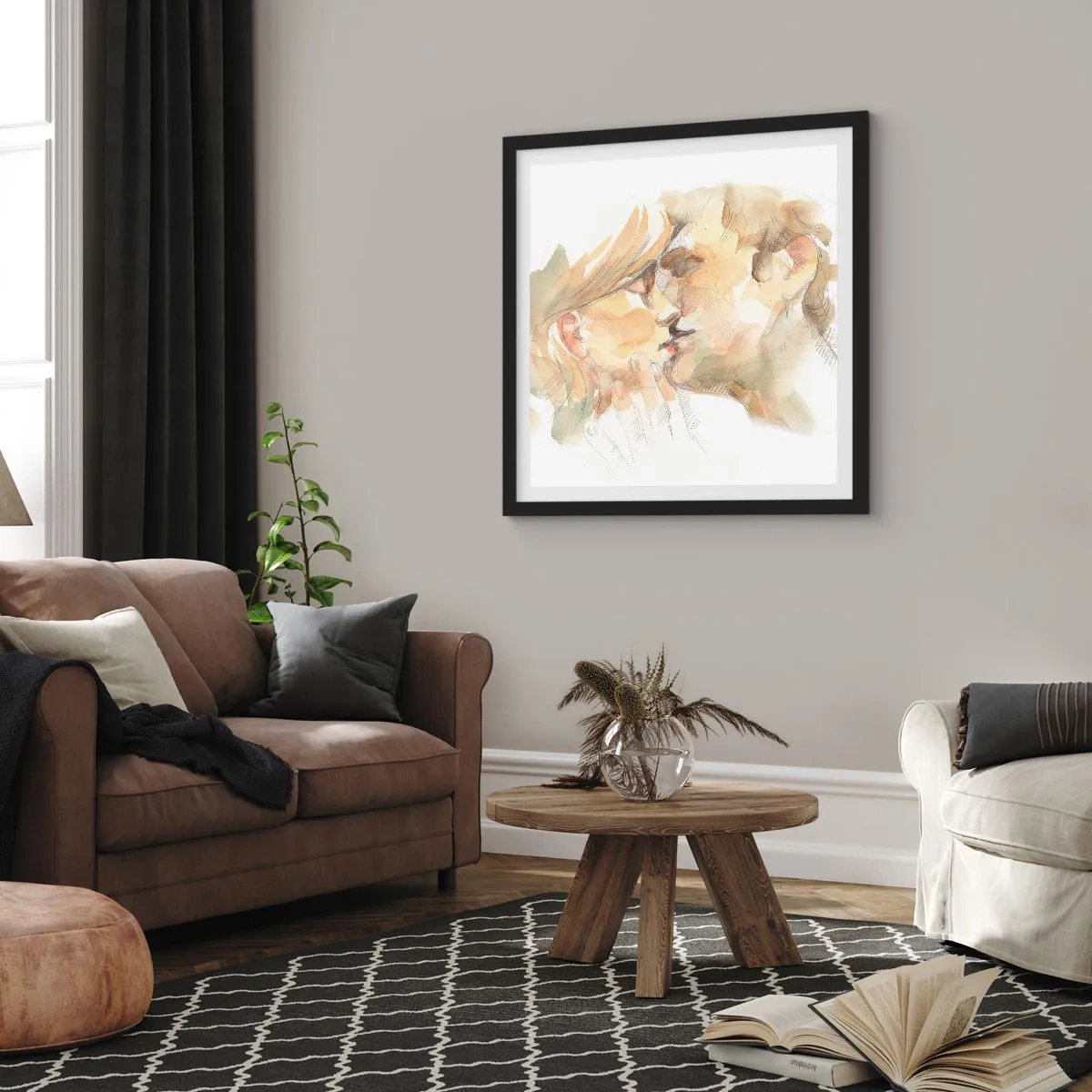 Affiche dans un cadre noir - Poster - A moitié trouvé ? - 40x40 cm