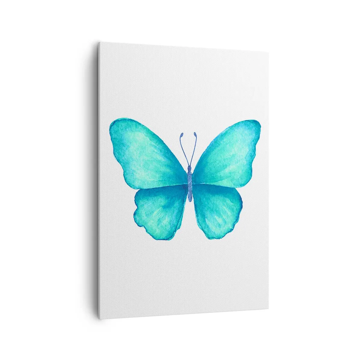 Impression sur toile - Image sur toile - Papillon bleu en style aquarelle sur fond blanc - 70x100cm - Nature turquoise - Décoration murale moderne pour le salon et la chambre ARTTOR
