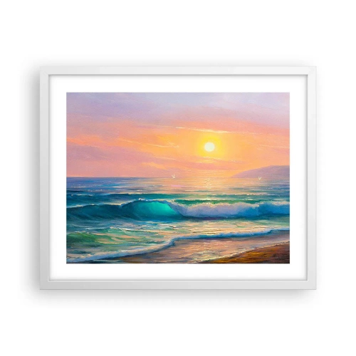 Affiche dans un cadre blanc - Poster - Le chant turquoise des vagues - 50x40 cm