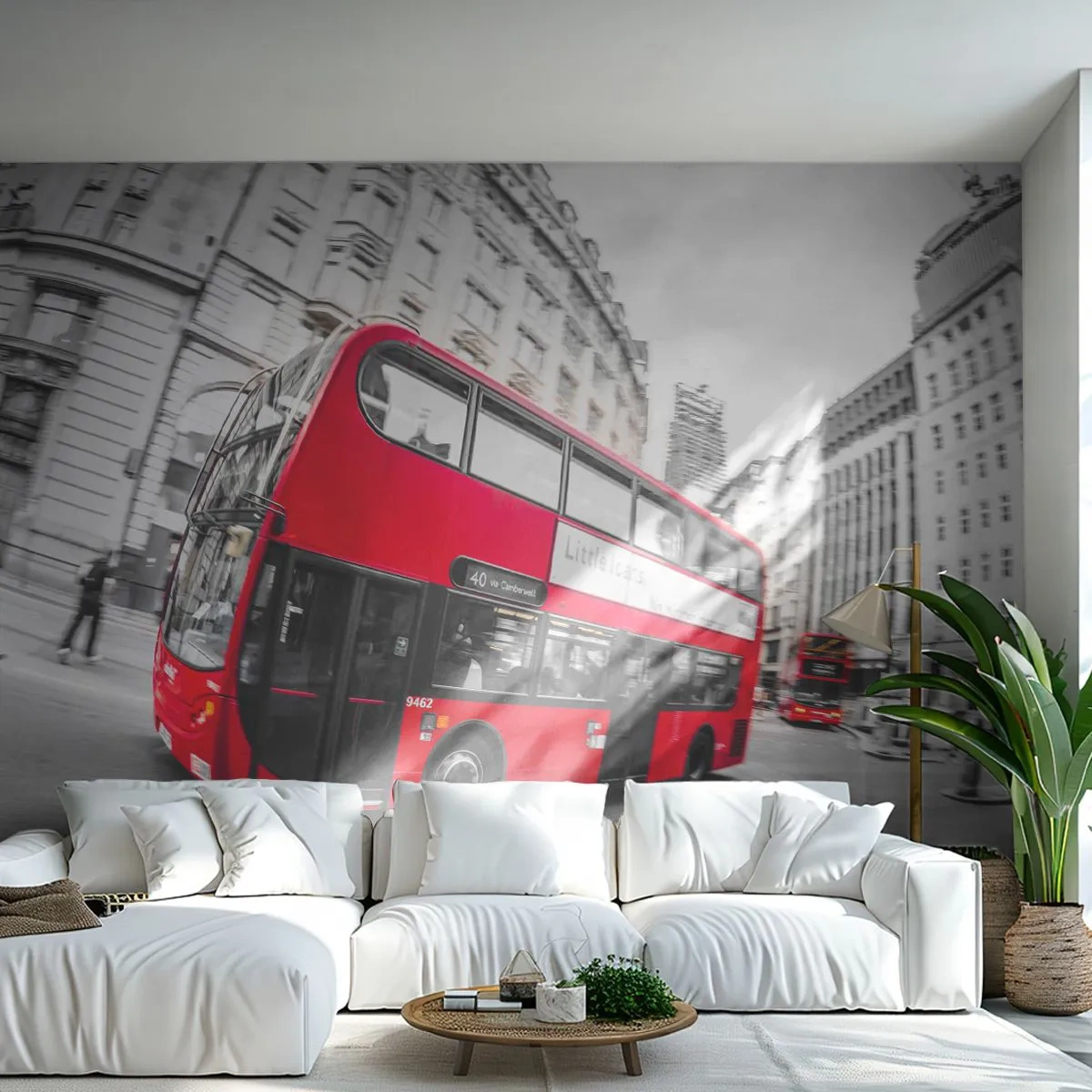 Papier Peint Photo Standard Eco - Londres traditionnellement - en bus - Ville, Londres, Autobus rouge - 200x140 cm