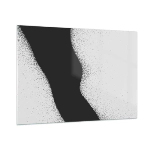 Impression sur verre - Image sur verre - Abstraction minimaliste en noir et blanc avec un dégradé de points - 100x70cm - Équilibre fluide - Décoration murale moderne pour le salon et la chambre ARTTOR