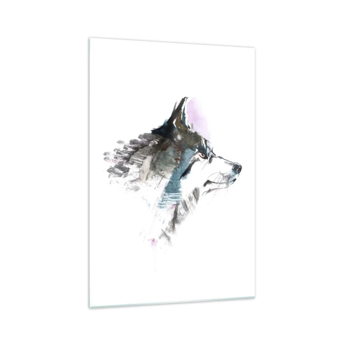 Impression sur verre - Image sur verre - Loup aquarelle dans un style minimaliste - 70x100cm - On parle du loup - Décoration murale moderne pour le salon et la chambre ARTTOR