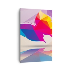 Impression sur toile - Image sur toile - Silhouette de papillon géométrique aux couleurs vives - 80x120cm - Papillon arc-en-ciel - Décoration murale moderne pour le salon et la chambre ARTTOR