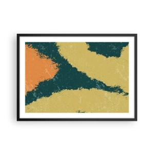 Affiche dans un cadre noir - Poster - Taches abstraites aux couleurs terreuses et vertes - 70x50cm - Abstraction – mouvement lent - Décoration murale moderne pour le salon et la chambre ARTTOR