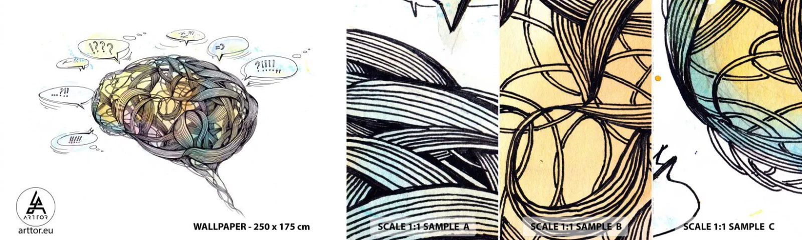 Échantillon De Papier Peint Standard Eco - L'homme - un grand mystère - Abstraction, Cerveau, Graphique - 100x30 cm