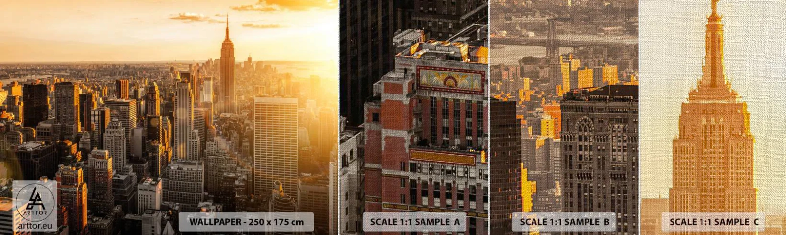Échantillon de Papier Peint Premium Canvas - Grandir au soleil - Ville, New York, Architecture - 100x30 cm