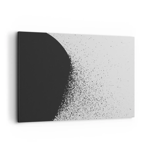 Impression sur toile - Image sur toile - Motif abstrait avec des particules noires sur un fond clair - 100x70cm - Mouvement des molécules - Décoration murale moderne pour le salon et la chambre ARTTOR