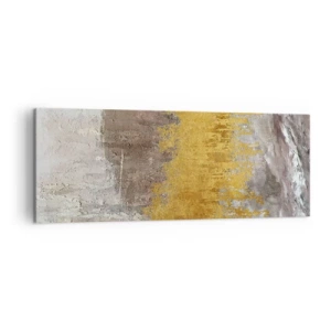 Impression sur toile - Image sur toile - Motif abstrait doré et beige - 140x50cm - Une explosion d'or - Décoration murale moderne pour le salon et la chambre ARTTOR