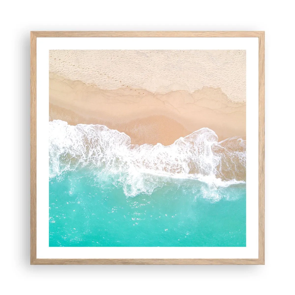 Affiche dans un chêne clair - Poster - Caresse de l'océan - 60x60 cm