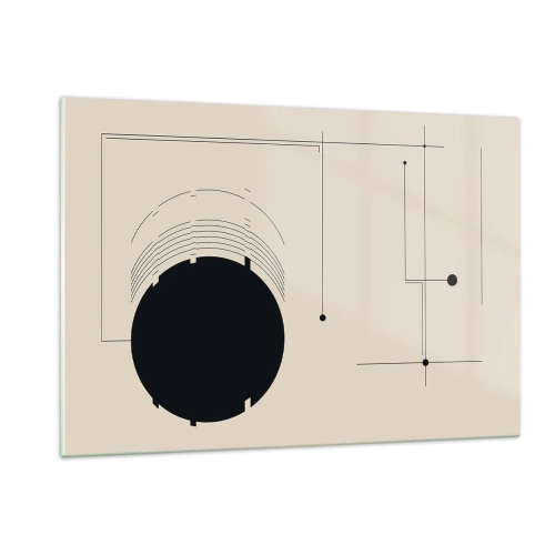 Impression sur verre - Image sur verre - Composition abstraite avec un cercle noir et des lignes géométriques - 120x80cm - Une composition flexible et dynamique - Décoration murale moderne pour le salon et la chambre ARTTOR