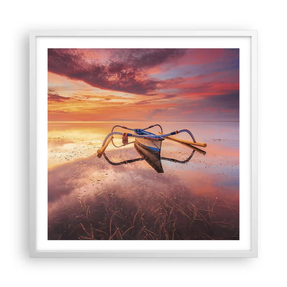 Affiche dans un cadre blanc - Poster - Le calme d'une soirée tropicale - 60x60 cm