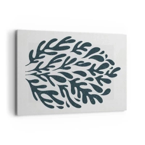 Impression sur toile - Image sur toile - Motif de feuille abstrait sombre sur fond clair - 100x70cm - Formes de la nature - Décoration murale moderne pour le salon et la chambre ARTTOR