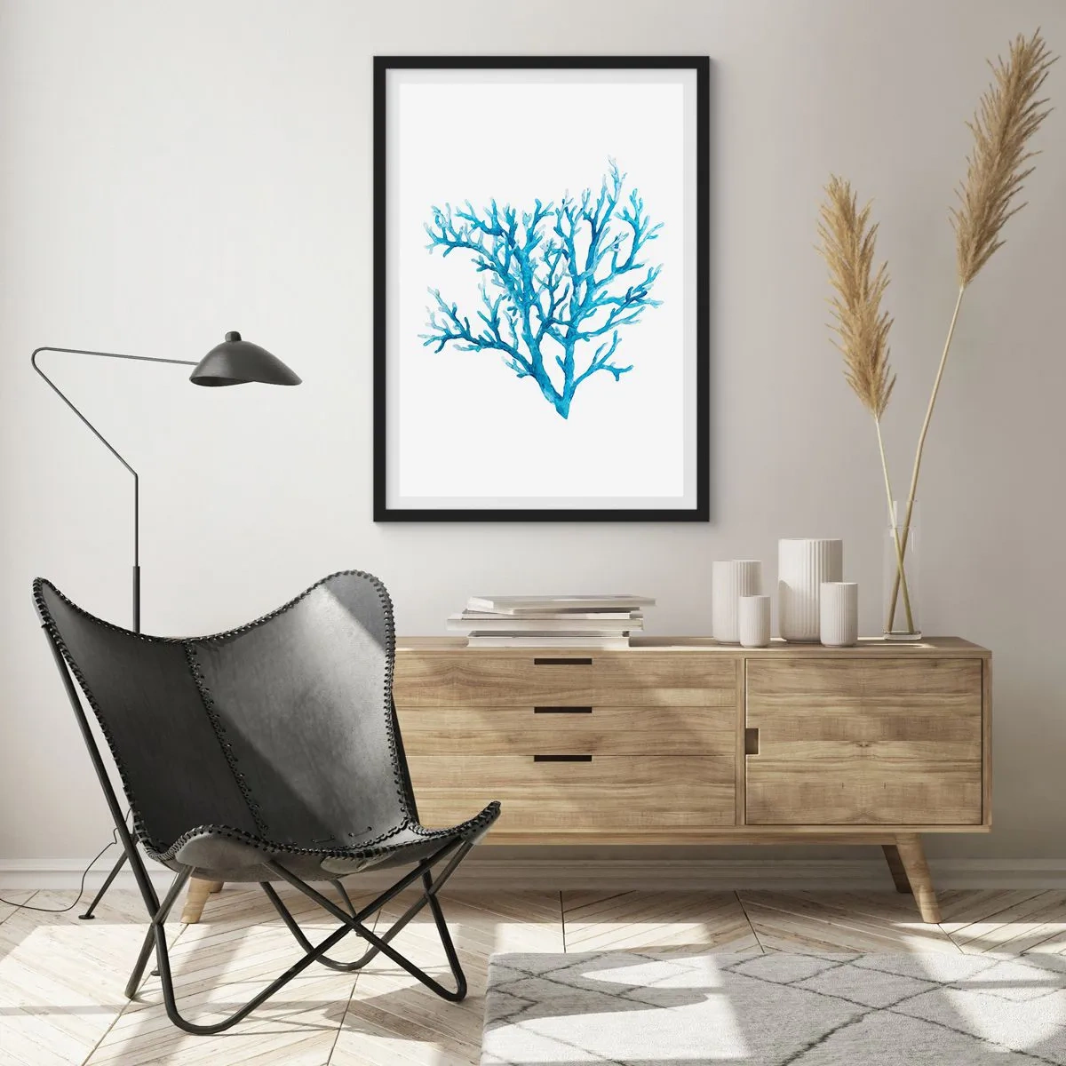 Affiche dans un cadre noir - Poster - Filigrane nautique - 70x100 cm